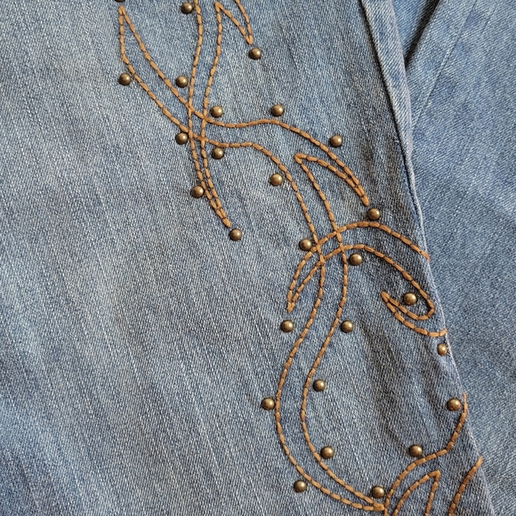 Harley Davidson Embroidered Denium Jeans Size 4 - Picture 4 of 6